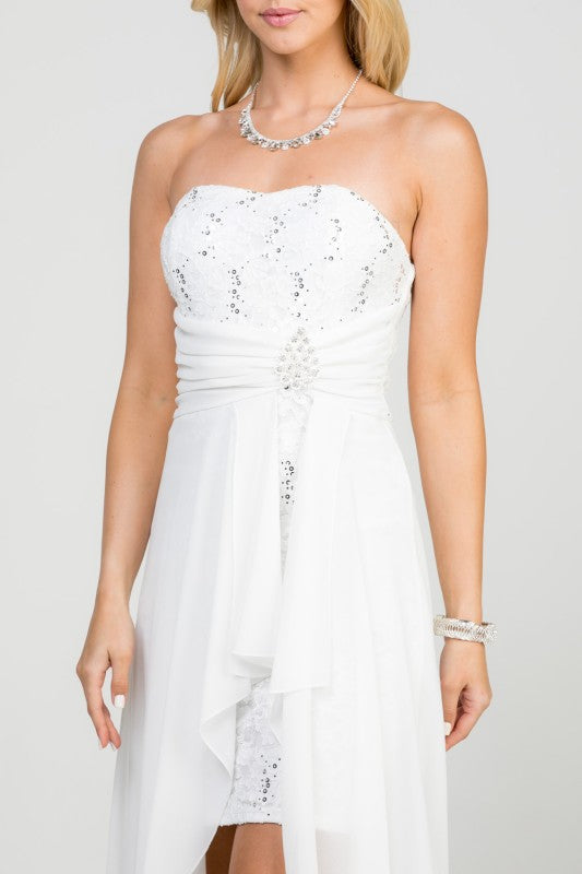 Women Open Back Lace Waist Brooch Chiffon Surplus Party Dress Zarnesh
