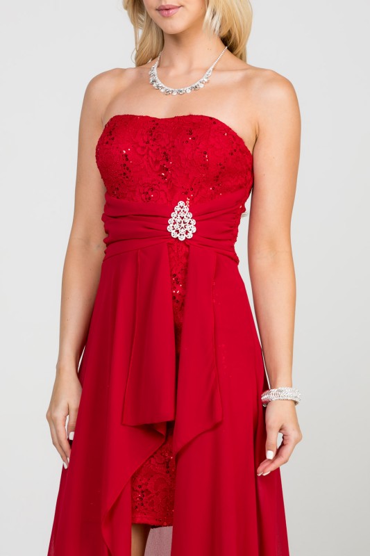 Women Open Back Lace Waist Brooch Chiffon Surplus Party Dress Zarnesh