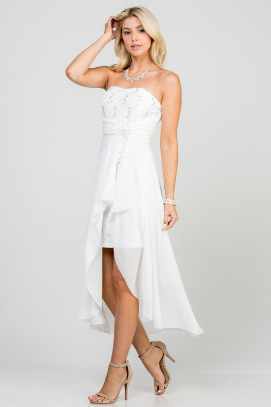 Women Open Back Lace Waist Brooch Chiffon Surplus Party Dress Zarnesh