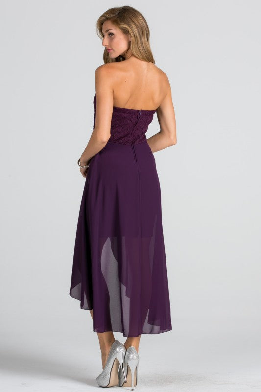Women Open Back Lace Waist Brooch Chiffon Surplus Party Dress Zarnesh
