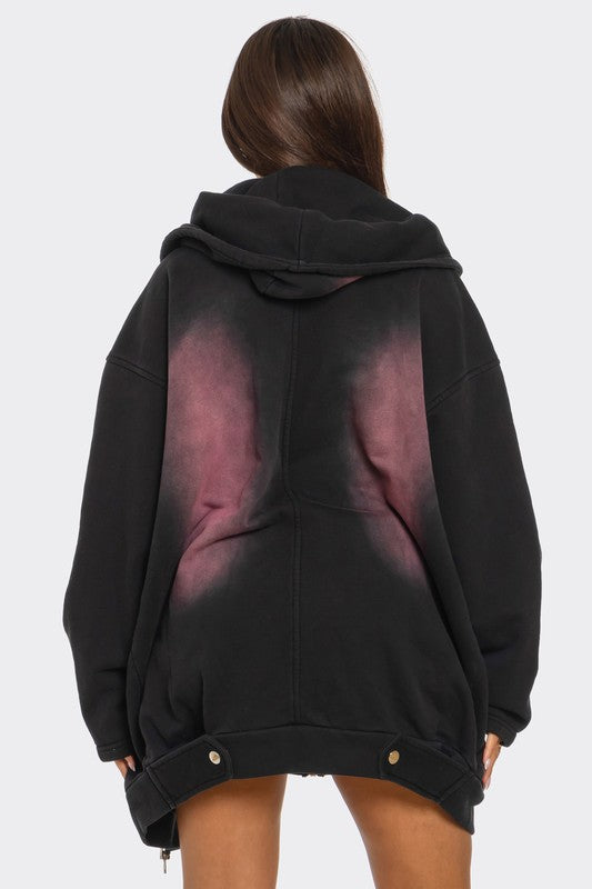 Women Oversized Pockets Zipper Ombre Hoodie and Dress Set Zarnesh