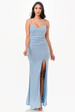 Women Glittered Mermaid Dress Sleeveless Lace Up Back Slit Zarnesh