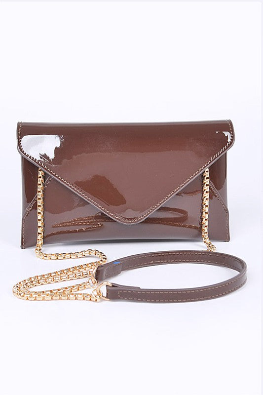 Womens Patent Finish Envelope Clutch Swing Bag | Zarnesh