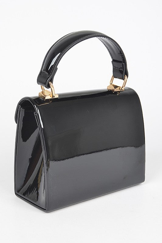 Women’s Patent Mini Gold Chain Strap Handbag | Zarnesh
