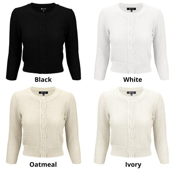 Women’s Pattern Cropped Knit Cardigan Sweater | Zarnesh
