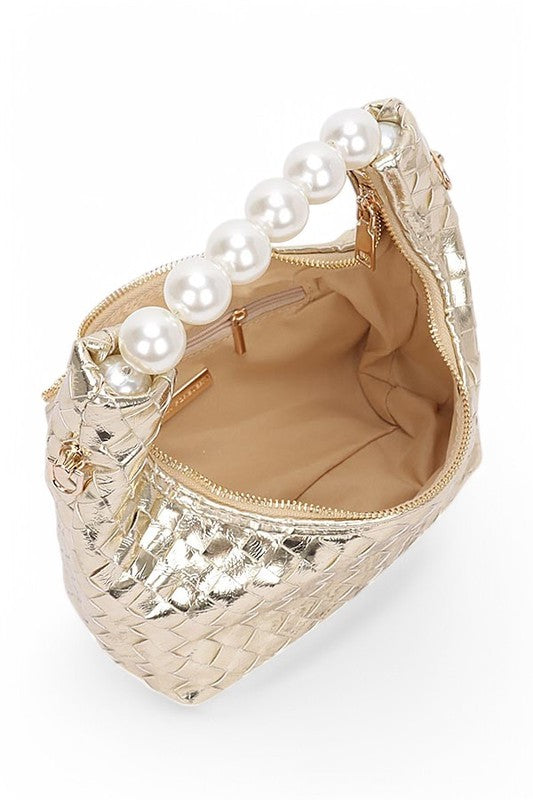 Womens Pearl  Metallic Convertible Clutch Bag | Zarnesh