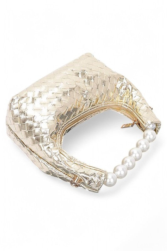 Womens Pearl  Metallic Convertible Clutch Bag | Zarnesh