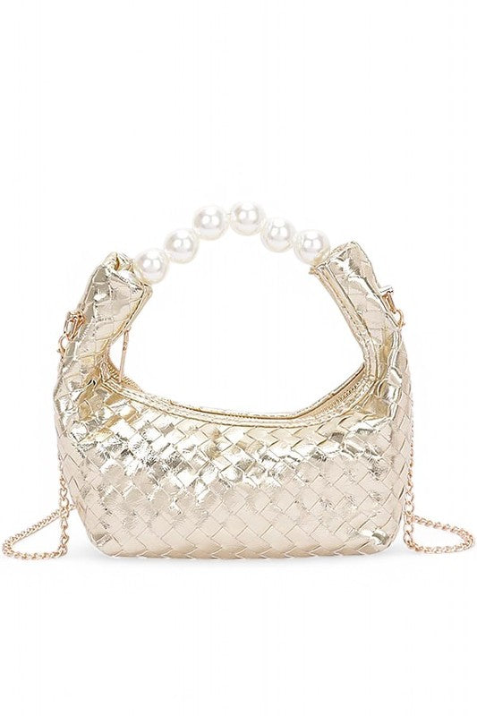 Womens Pearl  Metallic Convertible Clutch Bag | Zarnesh
