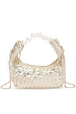 Womens Pearl  Metallic Convertible Clutch Bag | Zarnesh