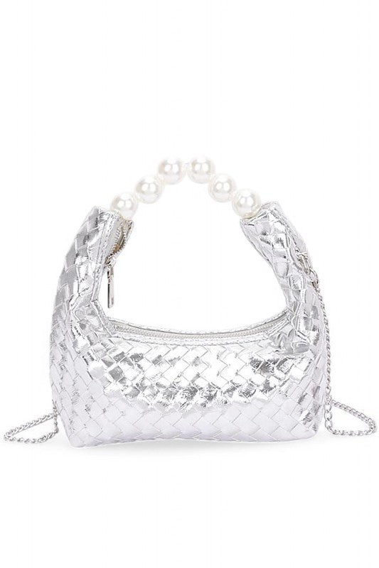 Womens Pearl  Metallic Convertible Clutch Bag | Zarnesh