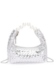 Womens Pearl  Metallic Convertible Clutch Bag | Zarnesh