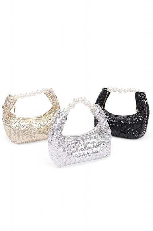 Womens Pearl  Metallic Convertible Clutch Bag | Zarnesh