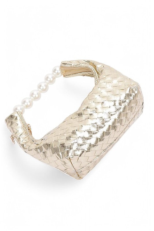 Womens Pearl  Metallic Convertible Clutch Bag | Zarnesh