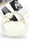 Women Pearl Studs Top Handle Soft Clutch Zarnesh