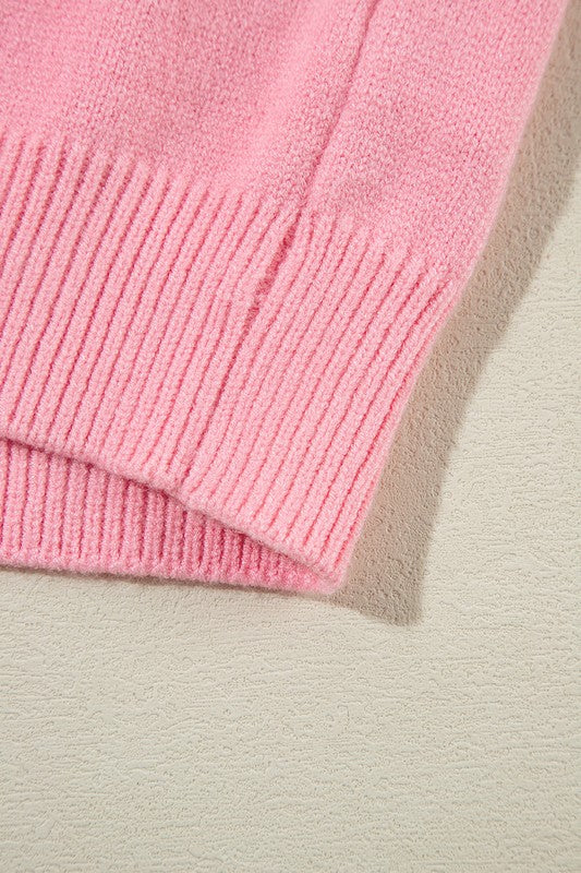 Women Flower Pattern Knitted Notched Neck Sweater | Zarnesh