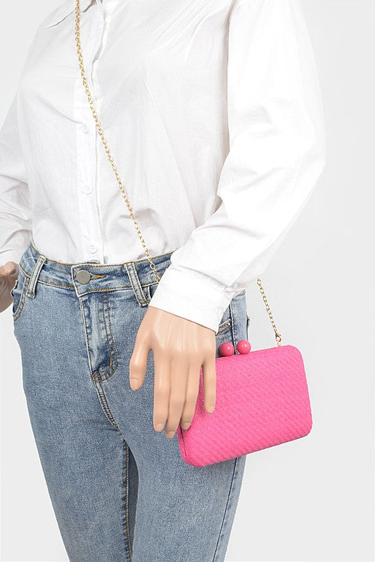 Womens Faux Straw Box Clutch – Woven Evening Bag | Zarnesh