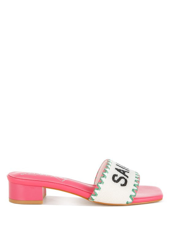 Women Poshta Saint Tropez Beaded Slip On Heeled Sandal | Zarnesh