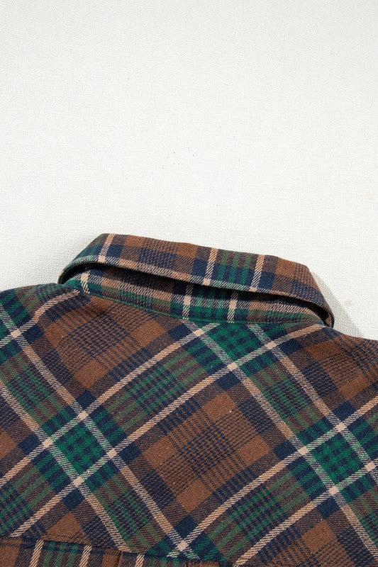 Women’s Plaid Button-Up Shacket with Chest Pockets | Zarnesh