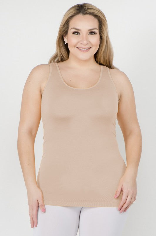 Women Plus Longline Body Hugging Hip Length Seamless Tank Top Zarnesh