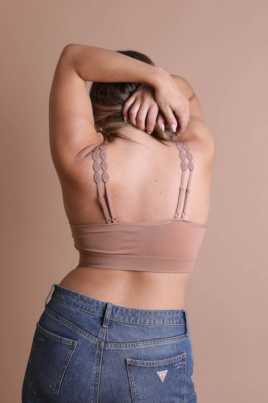 Women Plus Boho Eye Lace Applique Bralette Removeable Bra Pads Zarnesh