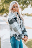 Women’s Plus Checkered Plaid Button-Up Pocketed Shacket | Zarnesh