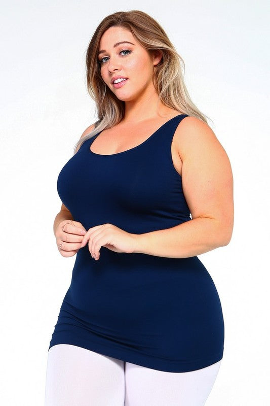 Women Plus Longline Body Hugging Hip Length Seamless Tank Top Zarnesh