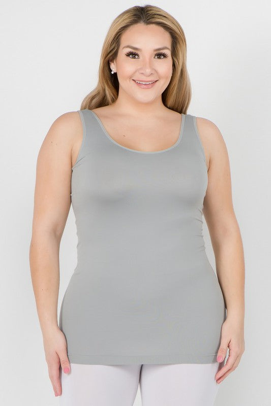 Women Plus Longline Body Hugging Hip Length Seamless Tank Top Zarnesh