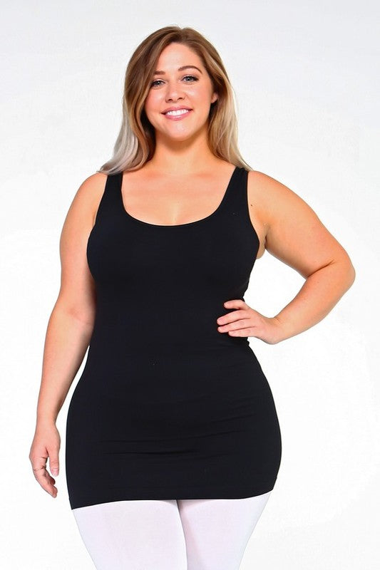 Women Plus Longline Body Hugging Hip Length Seamless Tank Top Zarnesh