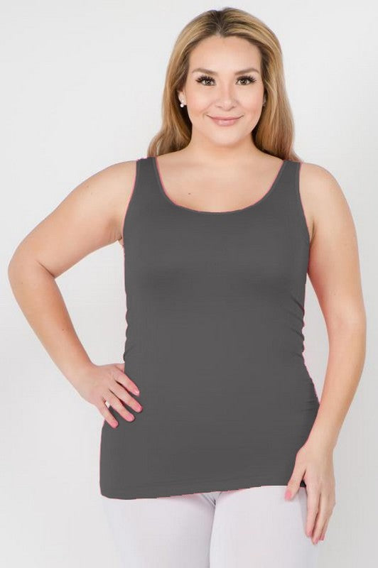 Women Plus Longline Body Hugging Hip Length Seamless Tank Top Zarnesh