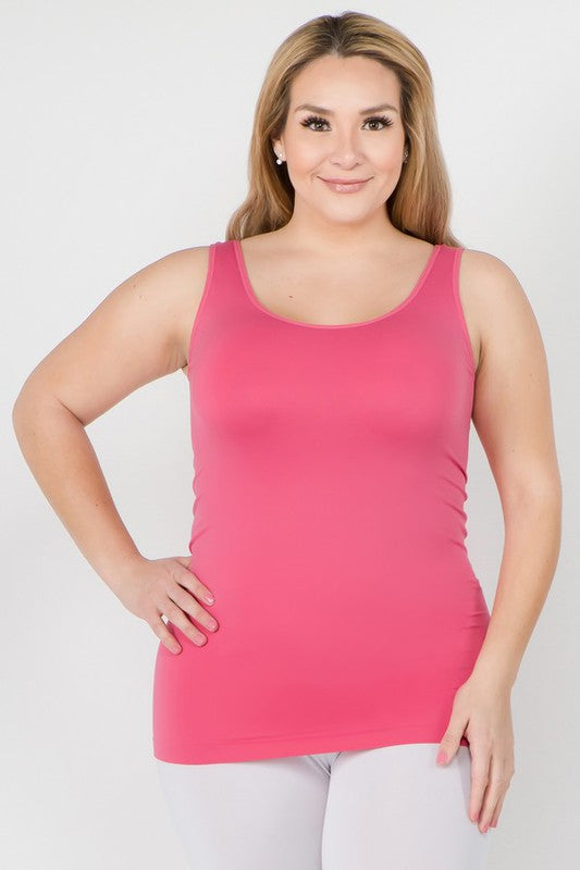Women Plus Longline Body Hugging Hip Length Seamless Tank Top Zarnesh