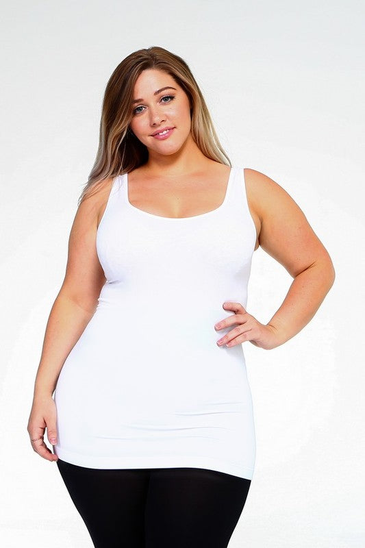 Women Plus Longline Body Hugging Hip Length Seamless Tank Top Zarnesh