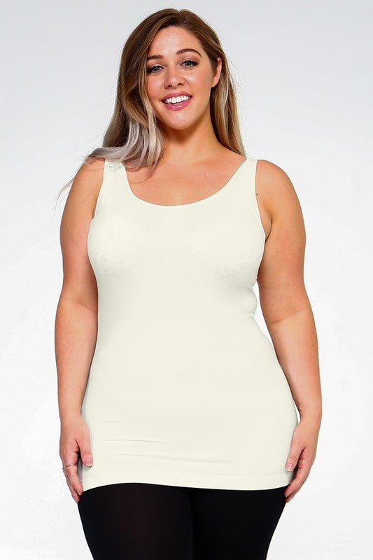 Women Plus Longline Body Hugging Hip Length Seamless Tank Top Zarnesh