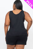 Women Plus Scoop Neck Comfy Tank Top Shorts Set | Zarnesh
