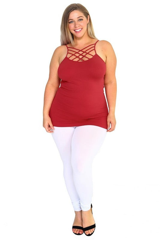 Women Plus Seamless Triple Criss Cross Front Longline Cami Top Zarnesh
