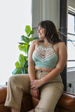 Women Plus Size Fit Crochet Lace High Neck Pullover Bralette Zarnesh