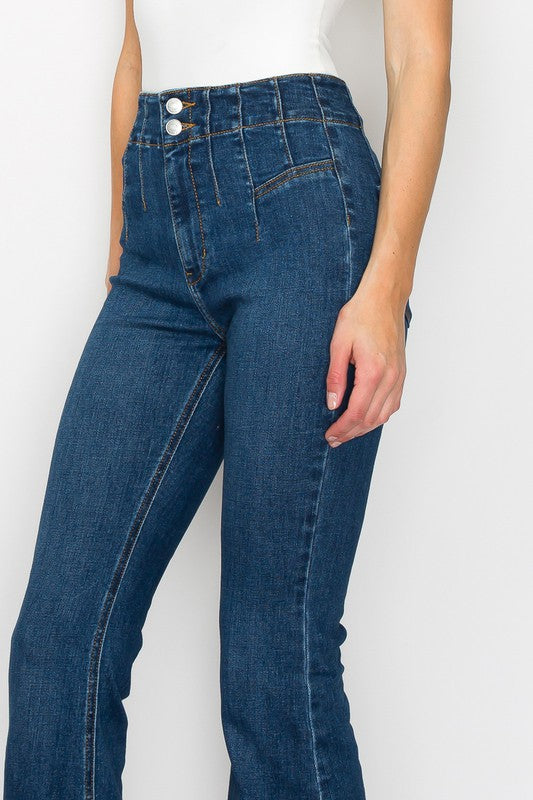 Women Plus Size Super Stretch High Rise Modern Flare Jeans Zarnesh