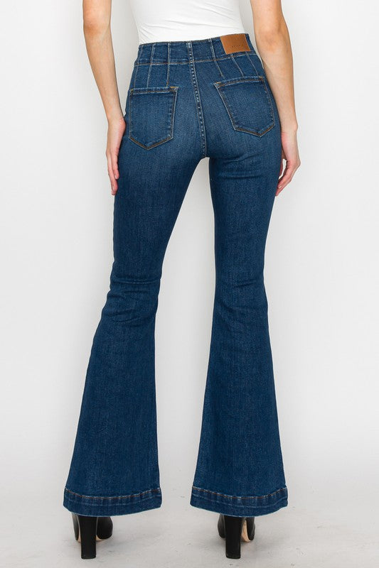 Women Plus Size Super Stretch High Rise Modern Flare Jeans Zarnesh
