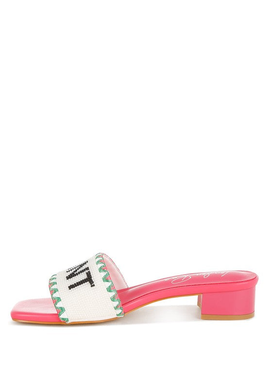 Women Poshta Saint Tropez Beaded Slip On Heeled Sandal | Zarnesh