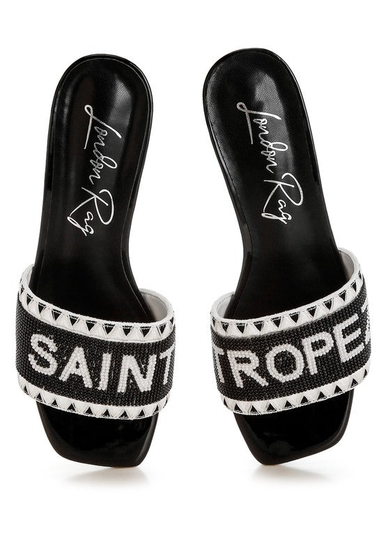Women Poshta Saint Tropez Beaded Slip On Heeled Sandal | Zarnesh