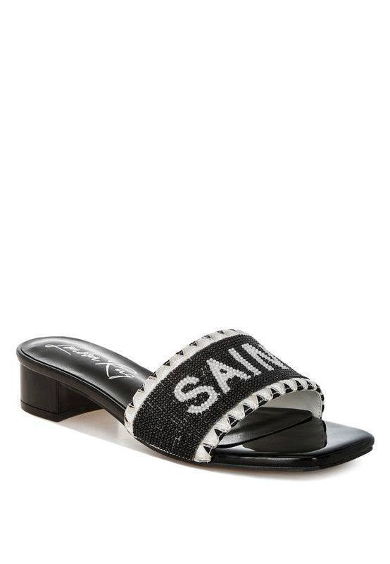 Women Poshta Saint Tropez Beaded Slip On Heeled Sandal | Zarnesh