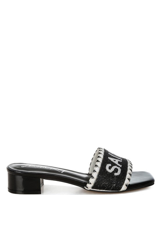 Women Poshta Saint Tropez Beaded Slip On Heeled Sandal | Zarnesh