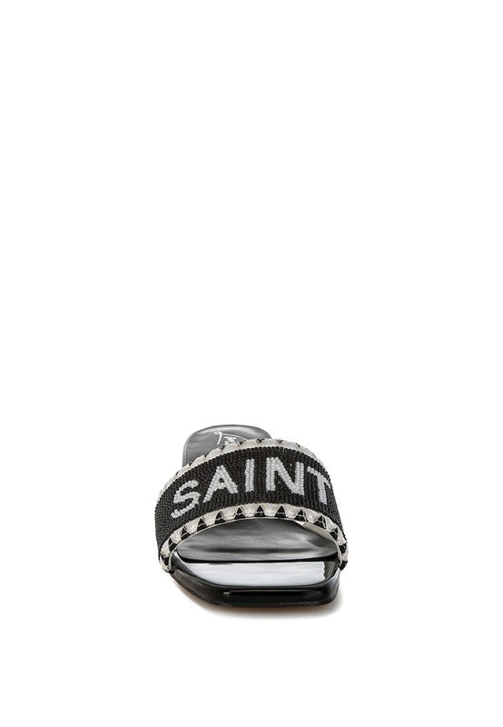 Women Poshta Saint Tropez Beaded Slip On Heeled Sandal | Zarnesh