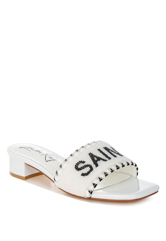 Women Poshta Saint Tropez Beaded Slip On Heeled Sandal | Zarnesh