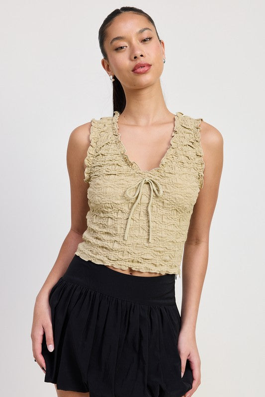 Women Premium Fabric Sleeveless Flattering Designed Ruffle Top Zarnesh