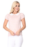 Women Puffed Cap Sleeve Polka Dot Jacquard Sweater | Zarnesh
