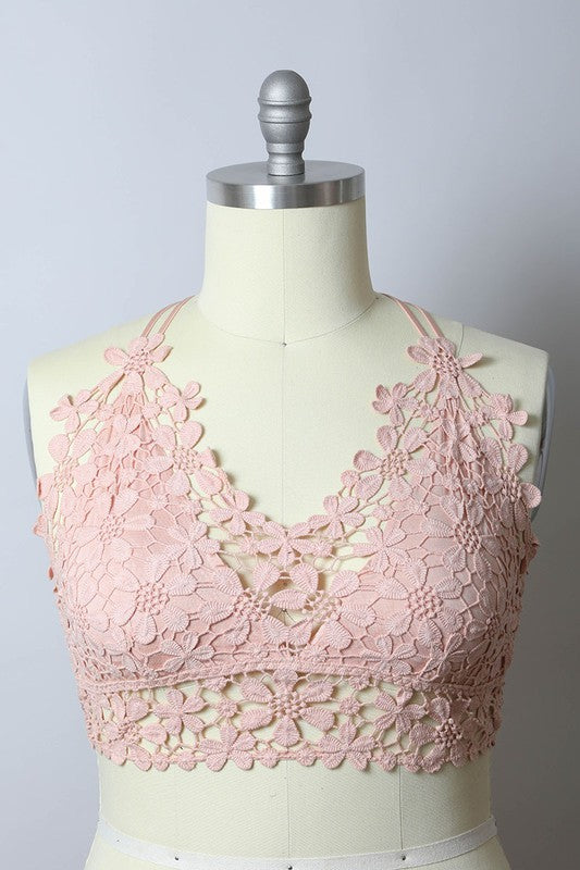 Women Plus Pullover Crochet Daisy Longline Cropped Bralette Zarnesh