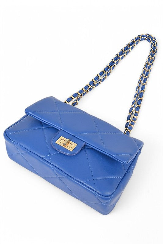 Women Quilted Adjustable Strap Twist Lock Classy Shoulder Bag Zarnesh