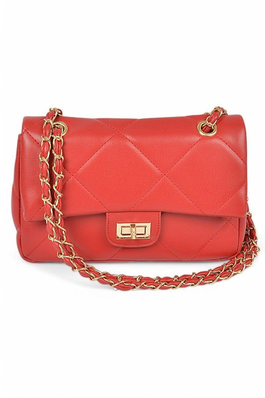 Women Quilted Adjustable Strap Twist Lock Classy Shoulder Bag Zarnesh
