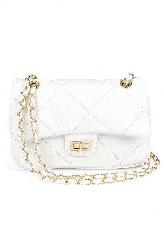 Women Quilted Adjustable Strap Twist Lock Classy Shoulder Bag Zarnesh