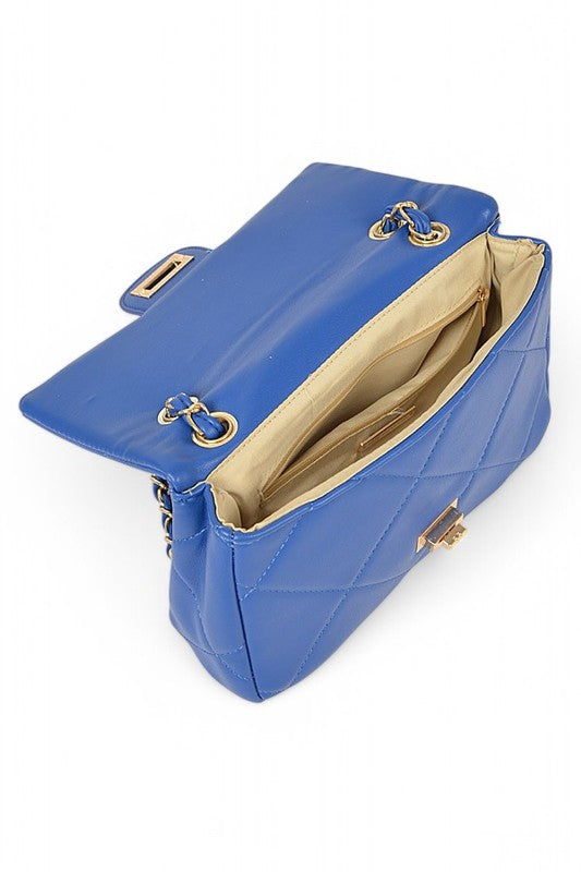 Women Quilted Adjustable Strap Twist Lock Classy Shoulder Bag Zarnesh